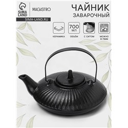 Чайник заварочный Magistro Black Swan, с ситом, 700 мл, керамика, чёрный