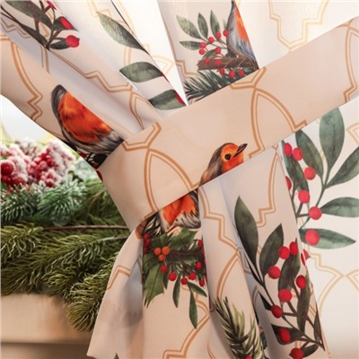 Комплект штор для кухни с подхватами «Этель» Beautiful birds, 2 шт., белый, 145×180 см