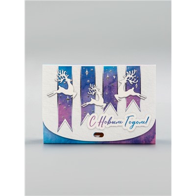 Коробка подарочная новогодняя, складная «Новогодние олени», 16×11.5×5 см