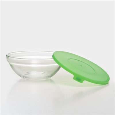 УЦЕНКА Набор стеклянных салатников Доляна «Классика», с крышками, 5 предметов: 900 мл (17×7.6 см), 500 мл (16×6 см), 350 мл (12.5×5.4 см), 200 мл (10.5×4.5 см), 130 мл (9×3.7 см), цвет зелёный