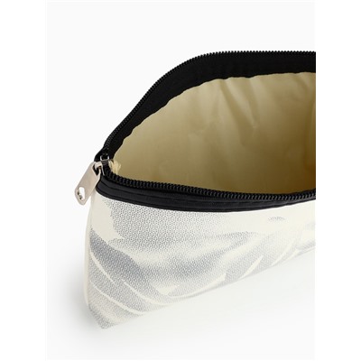 Косметичка на молнии плоская, с принтом, белая