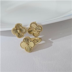 Комплект ювелирной бижутерии Итальянское золото (покрытие желтое 14к), серьги и кольцо 17 р, арт.313.316-17