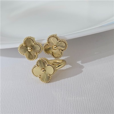 Комплект ювелирной бижутерии Итальянское золото (покрытие желтое 14к), серьги и кольцо 17 р, арт.313.316-17