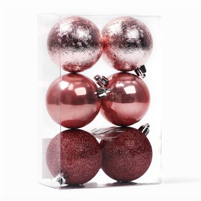 Новогодние шары ёлочные, d=6 см, 6 шт., шампань