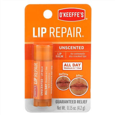 O'Keeffe's, Lip Repair, Lip Balm, Unscented, 0.15 oz (4.2 g)