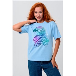 8555 Футболка оверсайз женская (Голубой_орел)