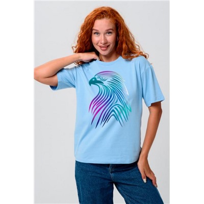 8555 Футболка оверсайз женская (Голубой_орел)