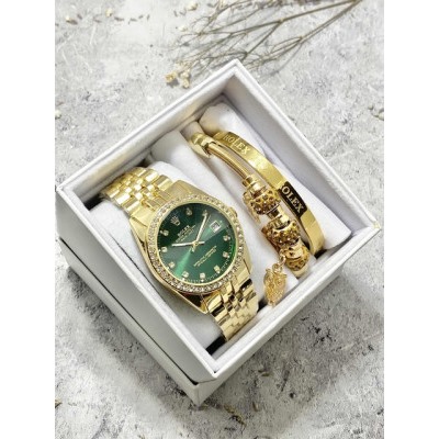 Подарочный набор для женщин часы, 2 браслета + коробка #22861801