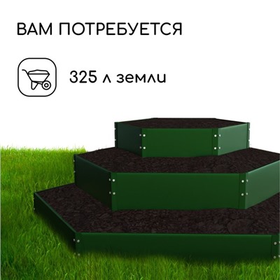 Клумба оцинкованная, 3 яруса, d=60–100–140 см, высота бортика 45 см, зелёная, Greengo