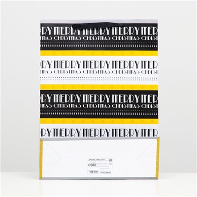 Пакет подарочный новогодний ламинированный Merry christmas 32×42×12