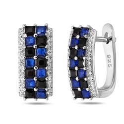 Серьги, синт.сапфир, BY-5571