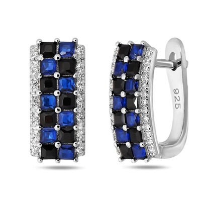 Серьги, синт.сапфир, BY-5571