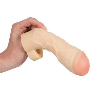 Закрытая удлиняющая насадка на пенис с подхватом мошонки Thicker   Bigger Extension - 17 см.