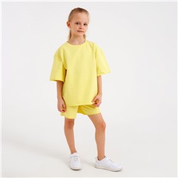 Костюм детский (футболка, шорты) MINAKU: Casual Collection, лимонный, рост 110 см