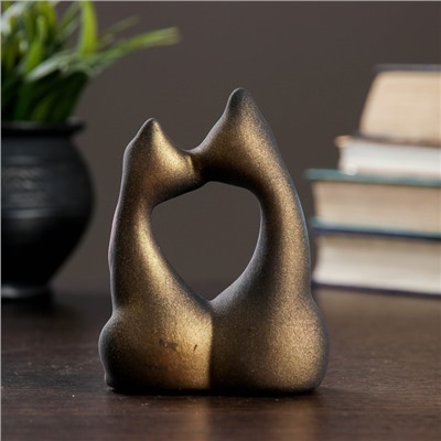 Фигурка керамика «Коты Влюбленные с бантиками», чёрные, 5×9×12 см