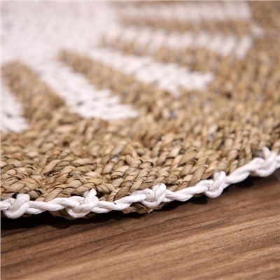 Коврик на пол круглый натуральный плетёный «Солнышко», из водорослей, 60 см, бежевый