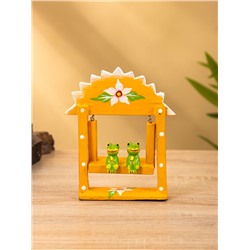 Сувенир «Лягушата на качелях», 10×3.5×15 см, дерево, оранжевый