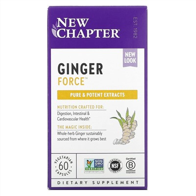 New Chapter, Ginger Force, 60 Vegetarian Capsules