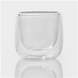 Стопка-шот с двойными стенками Magistro «Поль Квадро», 80 мл, 7.5×8 см, стекло, прозрачная