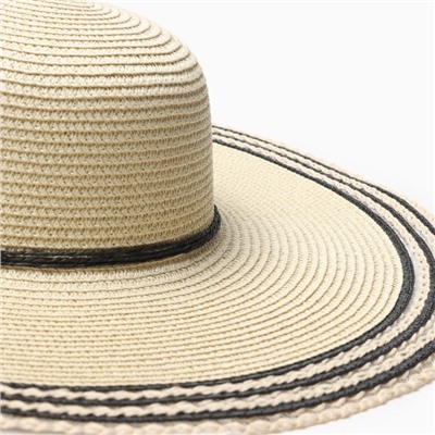 Шляпа женская MINAKU, молочная, чёрная, размер 58