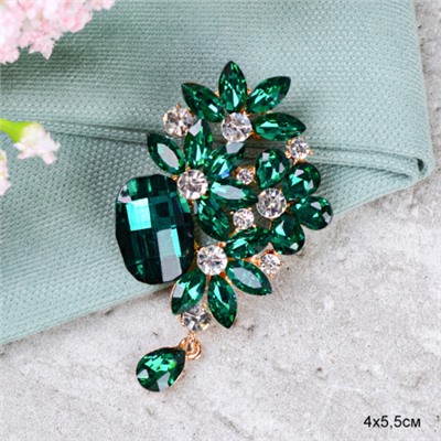 Брошь зеленая / GM342 /уп 12/