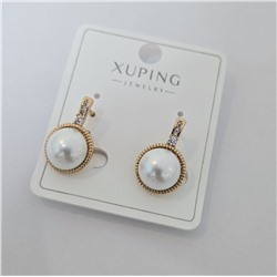 Серьги коллекция "Xuping" покрытие позолота, вставка: фианиты и искусственный жемчуг, арт.004.028