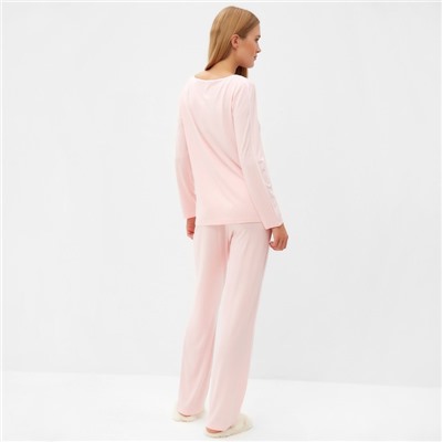 Пижама женская (лонгслив, брюки) MINAKU: Home collection, размер 58, розовая