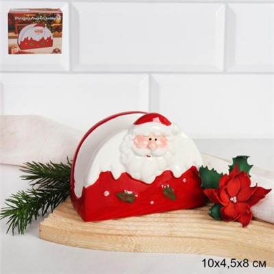 Салфетница 10 см Дед мороз / B3089 /уп 96/ новогодняя