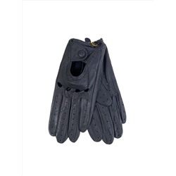 Укороченные женские перчатки из натуральной кожи, цвет  тёмно серый