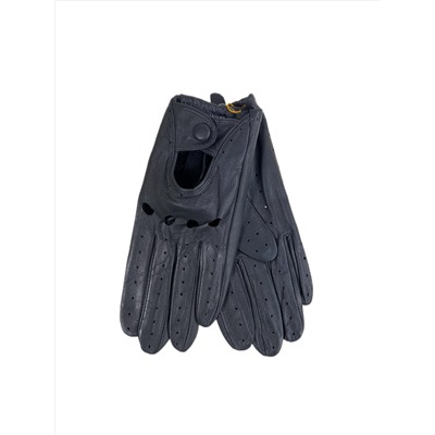 Укороченные женские перчатки из натуральной кожи, цвет  тёмно серый