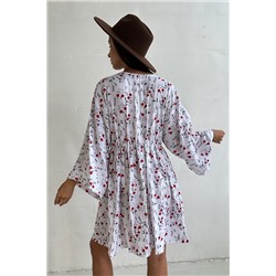 Платье муслин  FLOWER030/06/Белый, красный