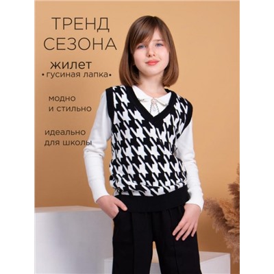 Жилет для девочки SP5967 (Черно-белый)