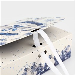 Коробка подарочная новогодняя складная двухсторонняя «Синяя сказка», 16.5×12×5 см