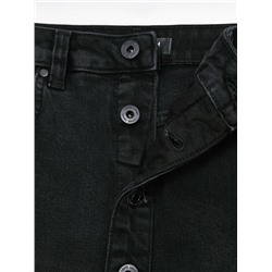 Актуальная коллекция CONTE CON-819 Чёрная джинсовая юбка-midi на пуговицах с разрезом