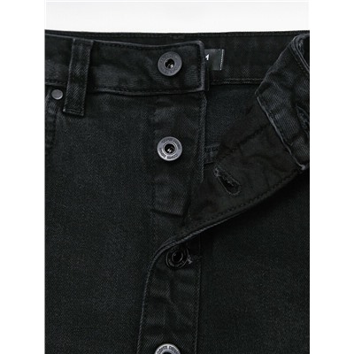 Актуальная коллекция CONTE CON-819 Чёрная джинсовая юбка-midi на пуговицах с разрезом