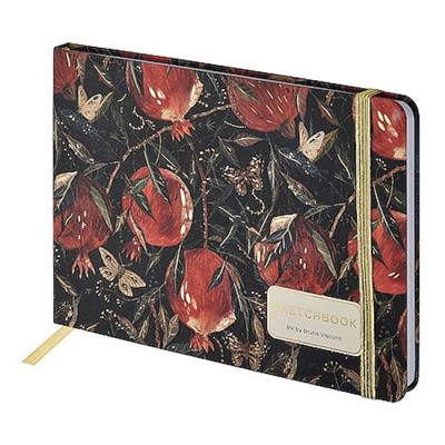 Альбом для зарисовок (скетчбук) 213х146 мм 80л на резинке "FLORA.ГРАНАТ" тверд.обл. 1-609/02 Bruno Visconti