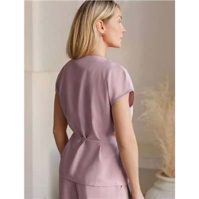 Жилет на запАх с поясом из плотного лиоцелла