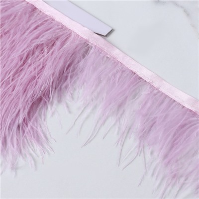 Перья страуса декоративные, на ленте, 8-10 см, 5±0.5 м, светло-сиреневые