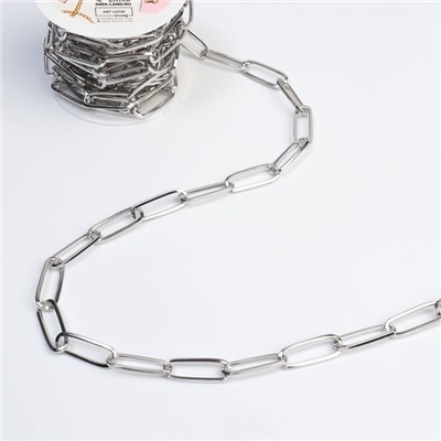 Цепочка для сумки, железная, 22×7 мм, 3 ± 0.1 м, цвет серебряный