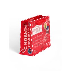 Пакет ламинированный подарочный новогодний «С Новым годом», S 12×15×5.5 см