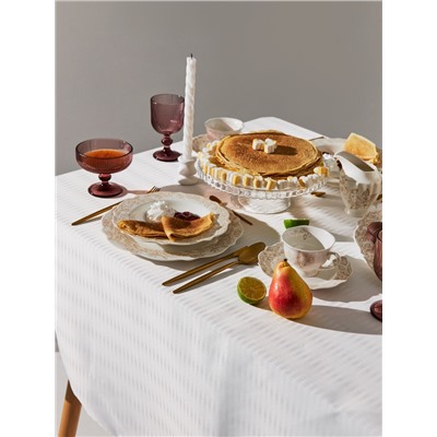Скатерть «Этель» Shine, овал, 150×220±3 см, 192 г/м², хлопок с ВГМО, белая