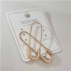 Серьги булавка коллекция "Xuping" покрытие позолота, вставка: искусственный жемчуг, цвет: жемчужный, арт.101.335