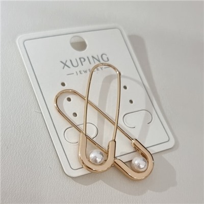 Серьги булавка коллекция "Xuping" покрытие позолота, вставка: искусственный жемчуг, цвет: жемчужный, арт.101.335