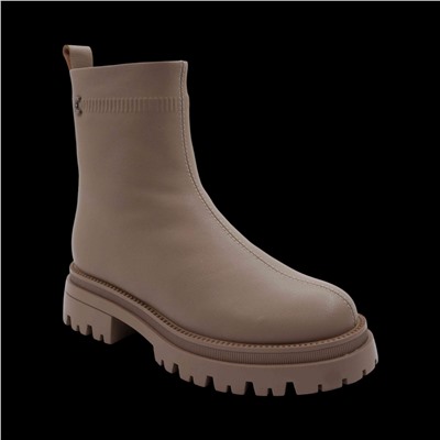 Ботинки из натуральной кожи на меху РА18-2 бежевые