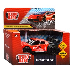 Машина пластик Спорткар 10,5 см, (свет-звук, инерц. красный,) в коробке