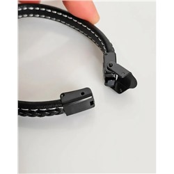 Браслет из стали на кожаном ремешке