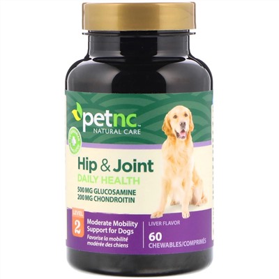 petnc NATURAL CARE, Естественный уход за питомцами, здоровье бедер и суставов, 2-й уровень, вкус печени, 60 жевательных пастилок