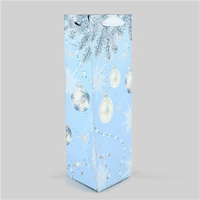 Пакет новогодний подарочный под бутылку, треугольный «Счастливого Нового года», 13×32×11 см