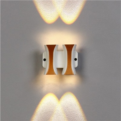 Светильник фасадный «Элегант», 4 Вт, 3000К, 2 луча, IP65, 220 В, пластиковый корпус, белый, свечение тёплое белое