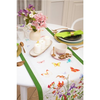 Дорожка на стол «Луговые цветы», 40×146 см±3 см, 100% хлопок, саржа 190 г/м²